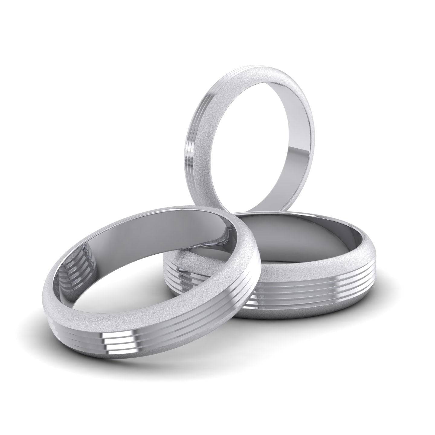 Grooved Pattern 950 Palladium 4mm Wedding Ring