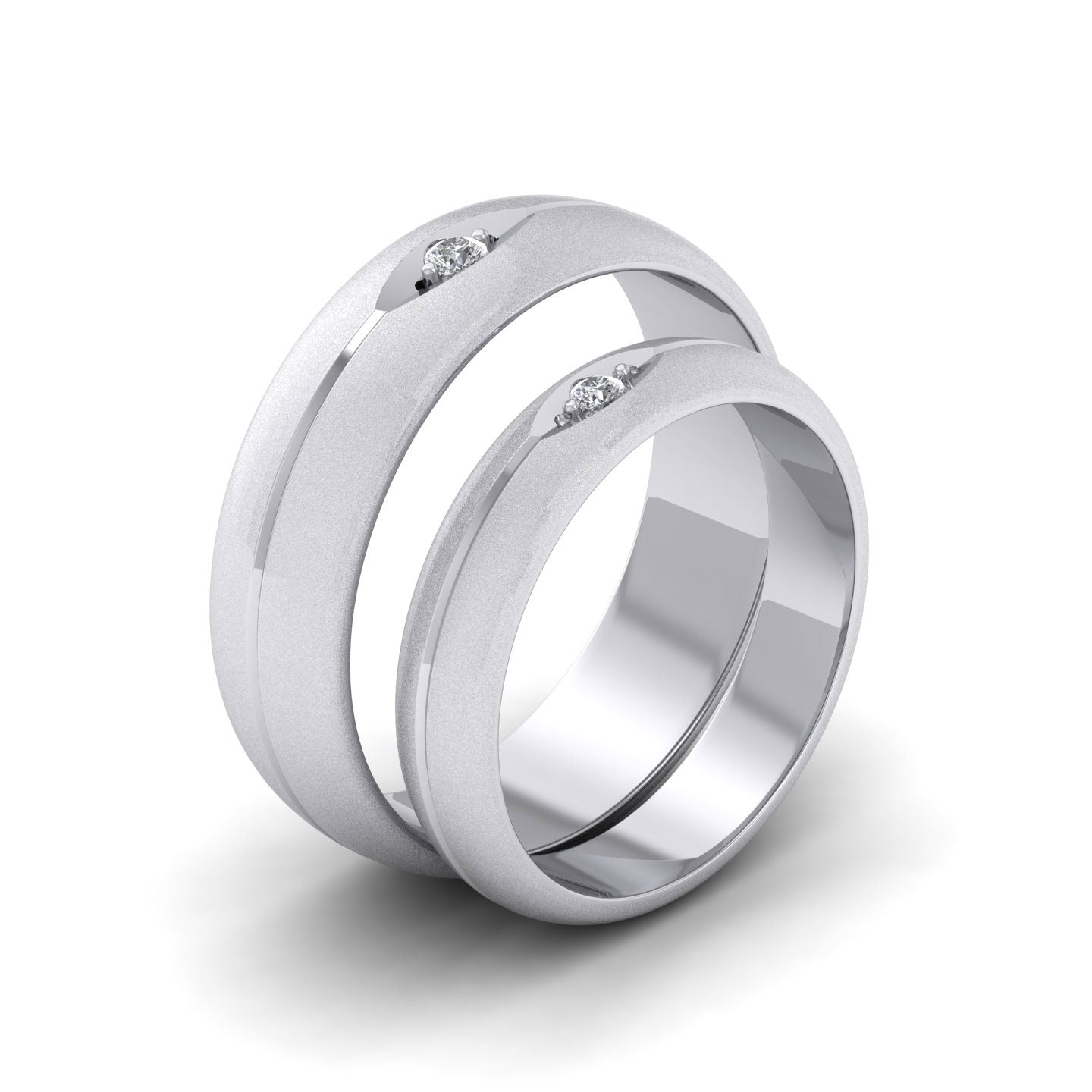 Diamond Set And Centre Line Pattern 950 Palladium 4mm Wedding Ring
