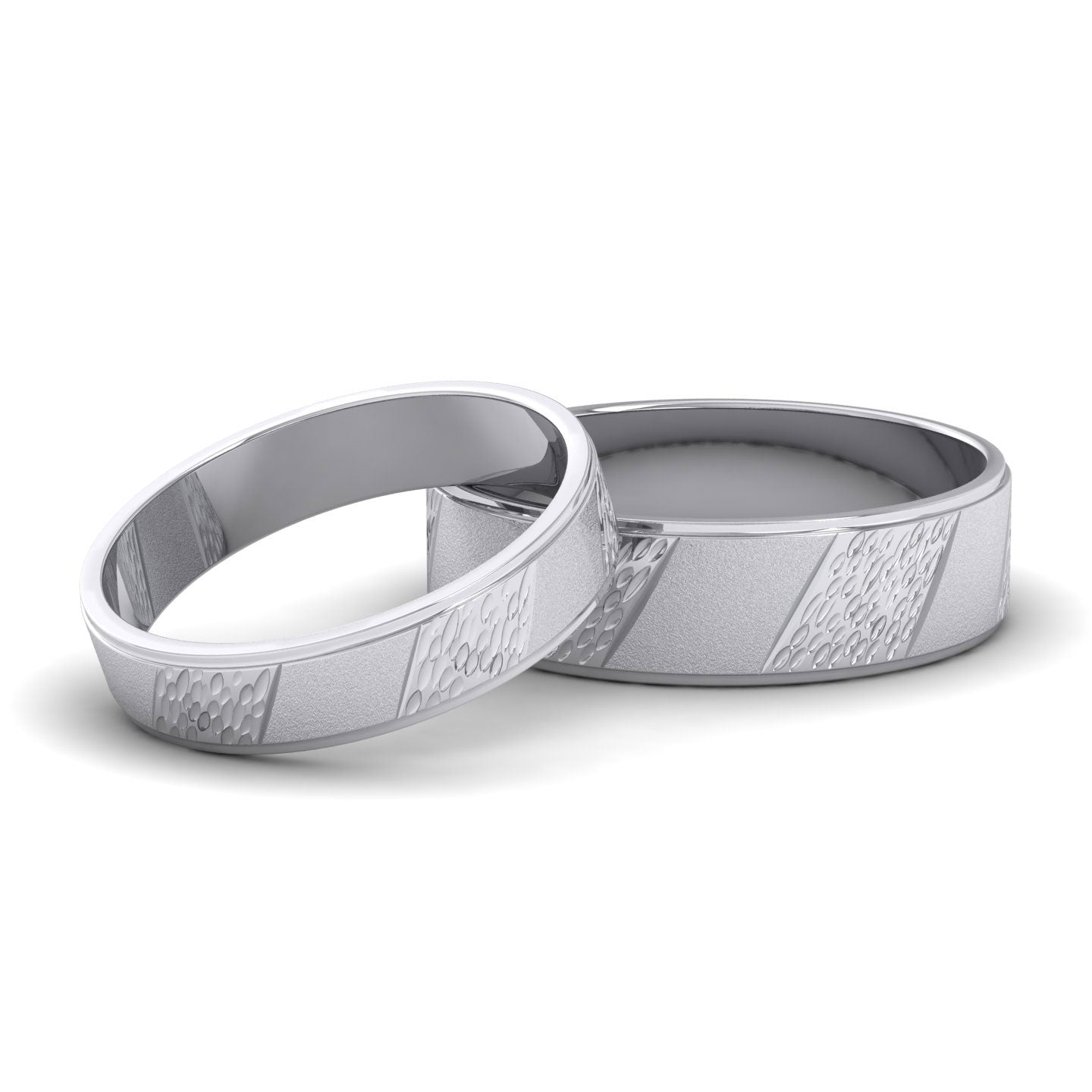 Diagonal Matt And Patterned 950 Platinum 4mm Wedding Ring