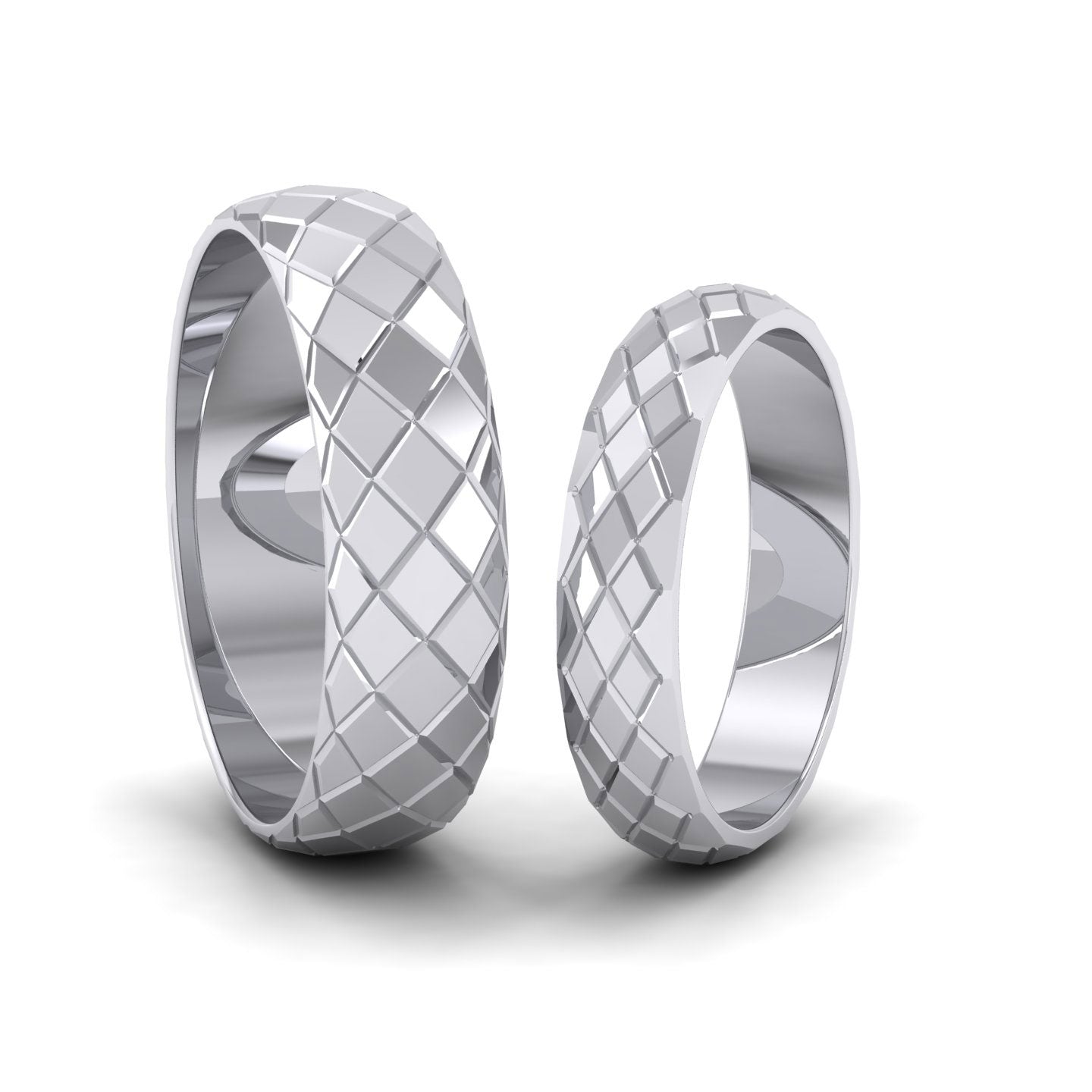 Facet And Line Harlequin Design 9ct White Gold 6mm Wedding Ring