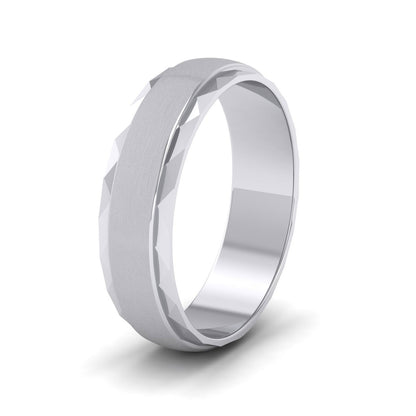 Flat Edge Facetted Cut Patterned And Matt Finish 500 Palladium 6mm Wedding Ring