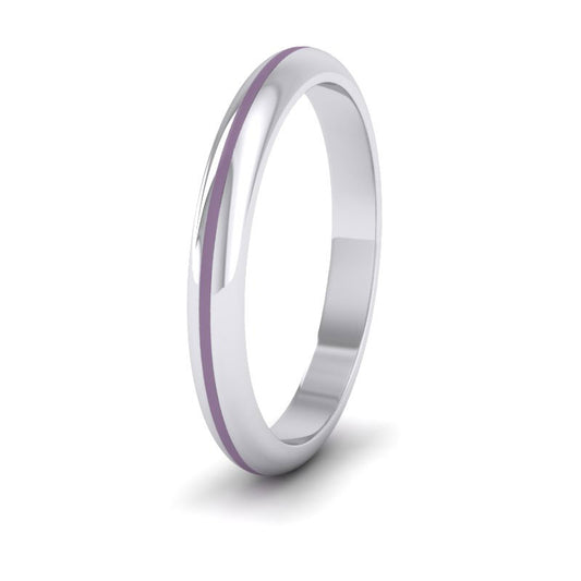 Lilac Enamelled 18ct White Gold 2.5mm Wedding Ring