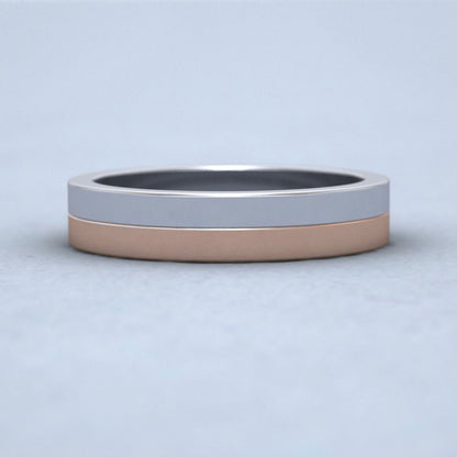 Half And Half Two Colour 18ct White And Rose Gold 4mm Flat Wedding Ring