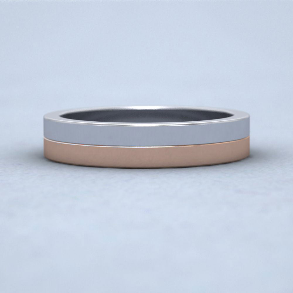 Half And Half Two Colour 9ct White And Rose Gold 4mm Flat Wedding Ring