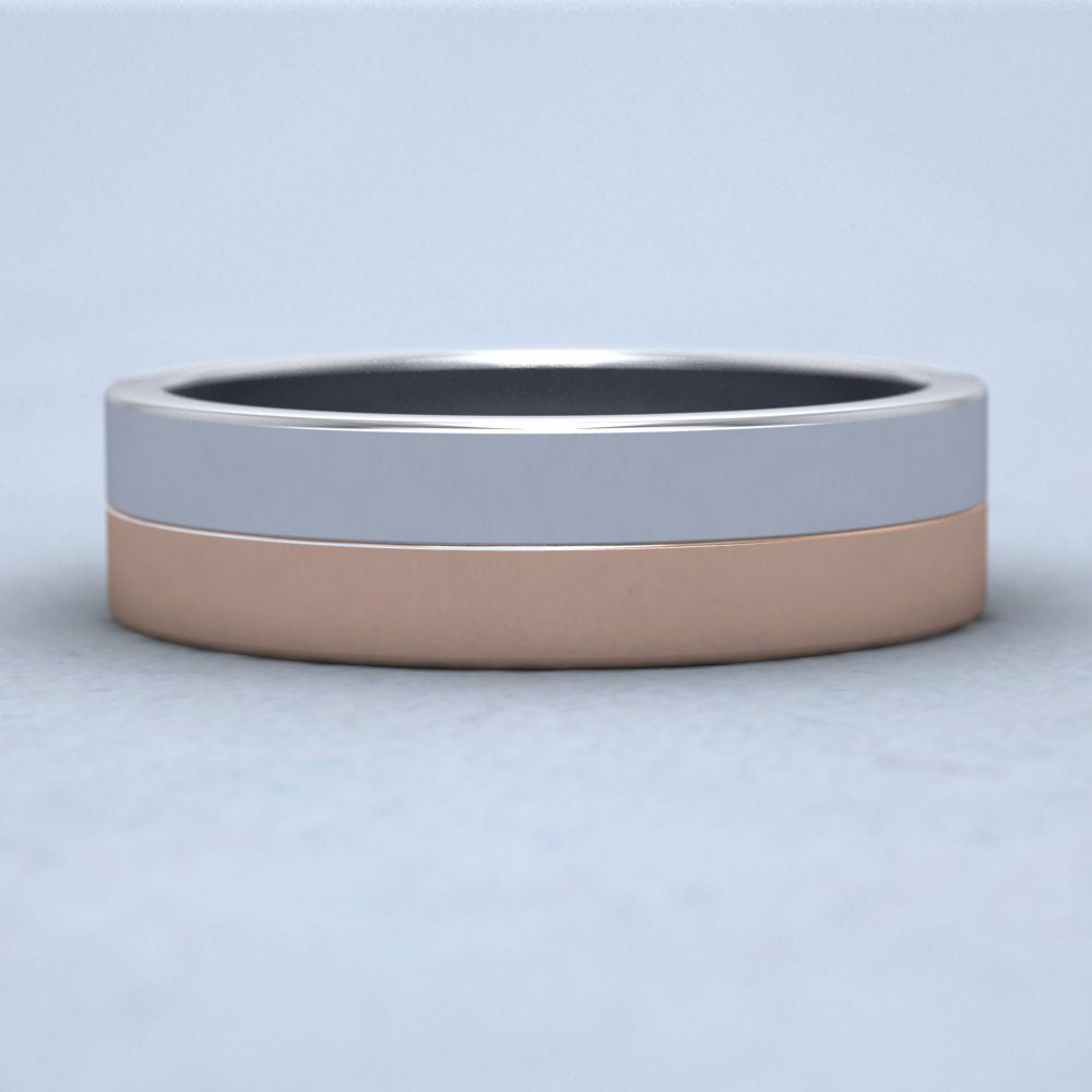 Half And Half Two Colour 18ct White And Rose Gold 6mm Flat Wedding Ring