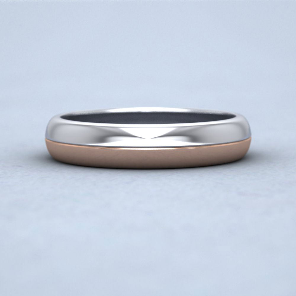 Half And Half Two Colour 9ct White And Rose Gold 4mm Wedding Ring