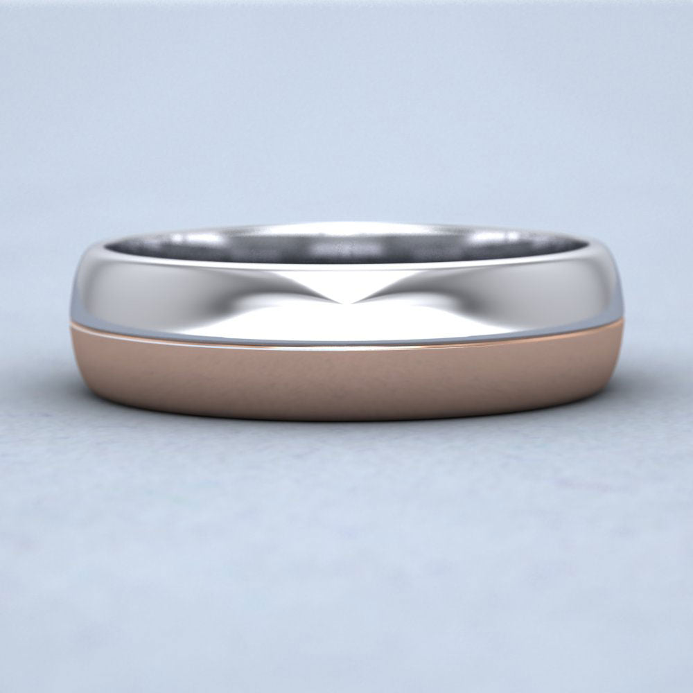 Half And Half Two Colour 18ct White And Rose Gold 6mm Wedding Ring