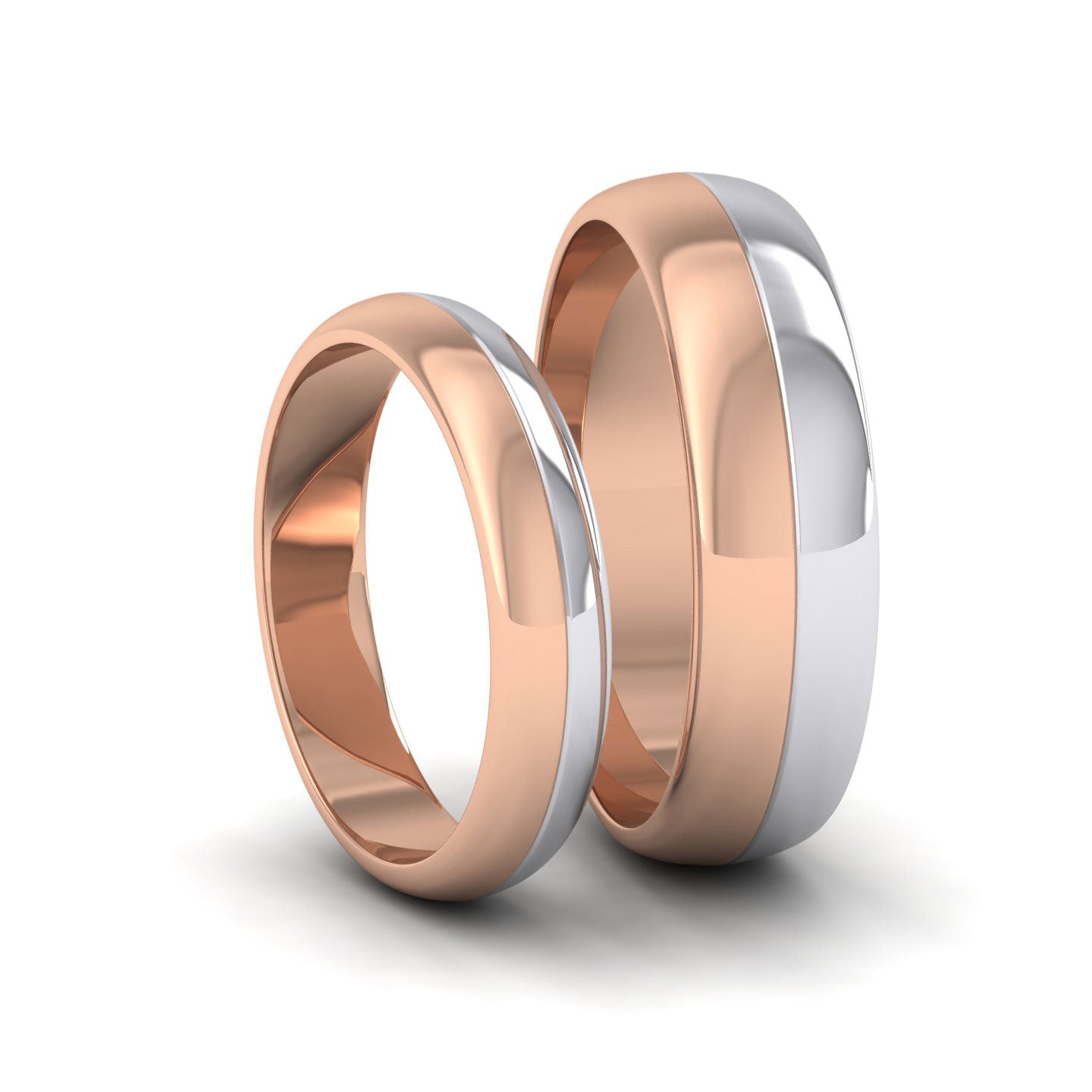 Half And Half Two Colour 18ct White And Rose Gold 4mm Wedding Ring
