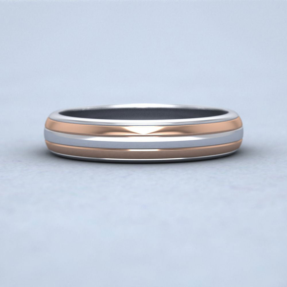 Double Band Two Colour 950 Platinum And Rose Gold 4mm Wedding Ring