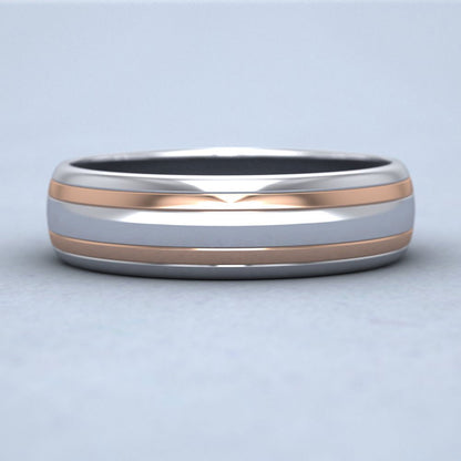 Double Band Two Colour 18ct White And Rose Gold 6mm Wedding Ring