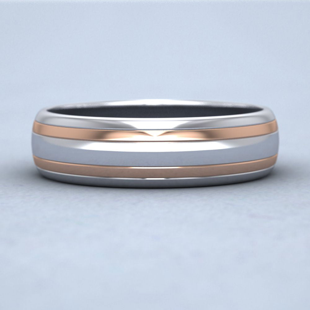 Double Band Two Colour 950 Palladium And Rose Gold 6mm Wedding Ring
