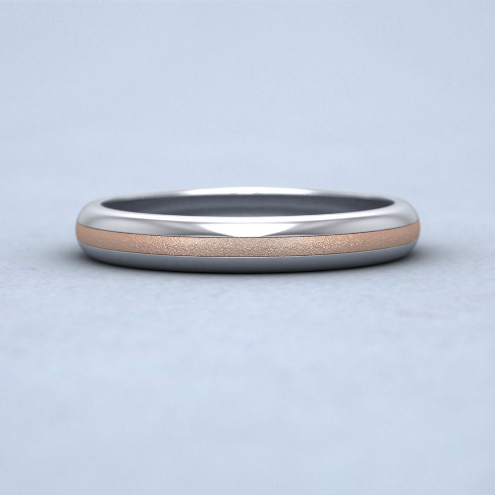 Centre Band Two Colour 950 Palladium And Rose Gold 3mm Wedding Ring