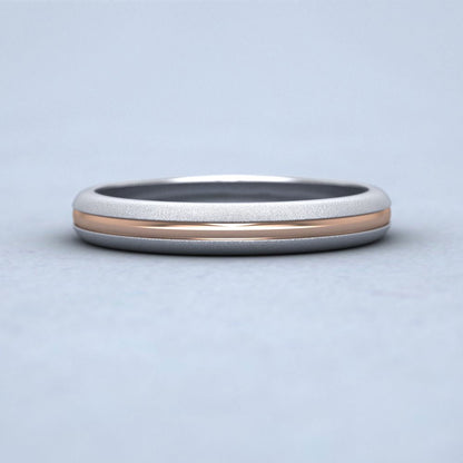 Recessed Centre Two Colour 18ct White And Rose Gold 3mm Wedding Ring