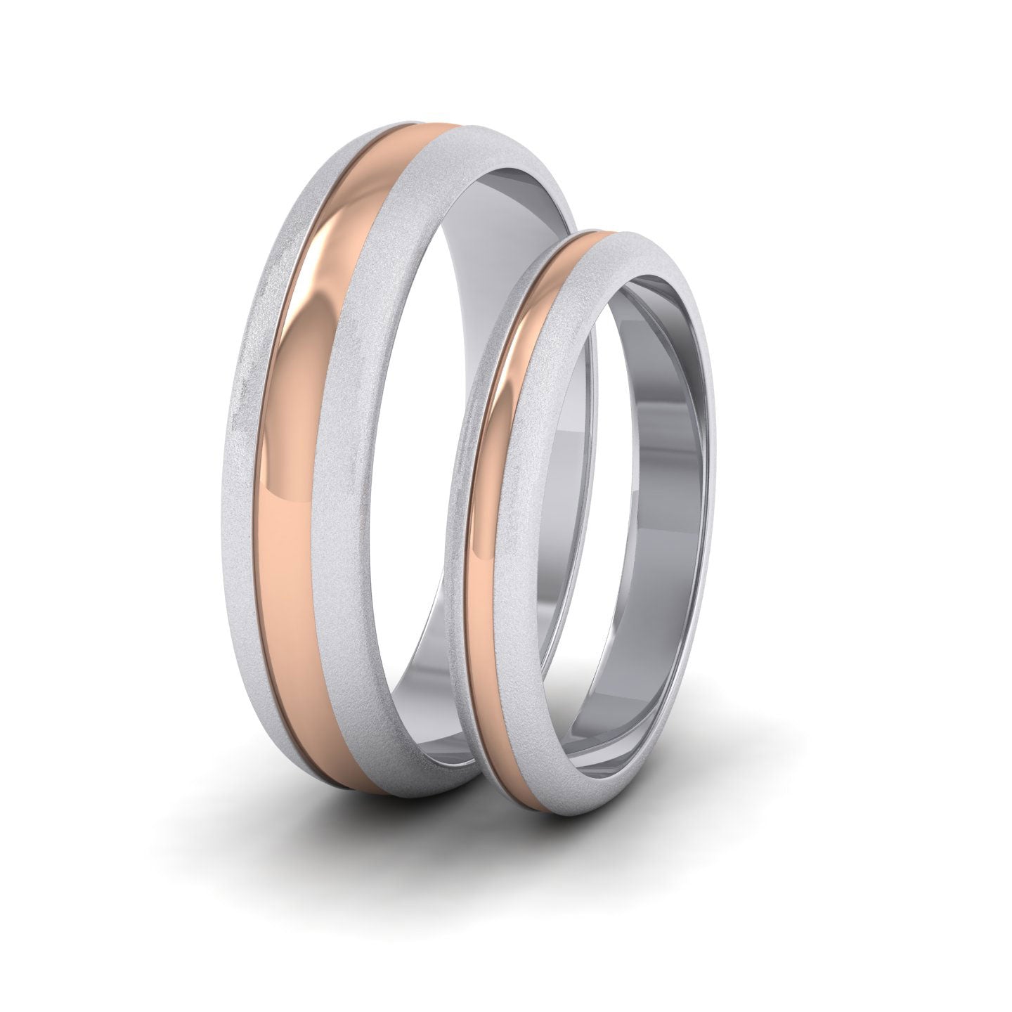 Recessed Centre Two Colour 9ct White And Rose Gold 3mm Wedding Ring