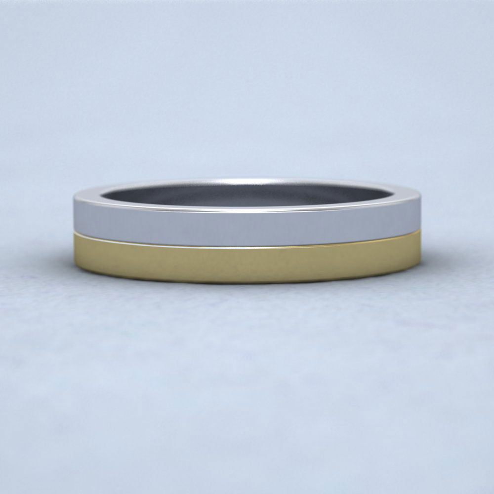 Half And Half Two Colour 18ct White And Yellow Gold 4mm Flat Wedding Ring