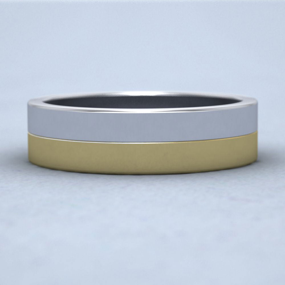 Half And Half Two Colour 18ct White And Yellow Gold 6mm Flat Wedding Ring