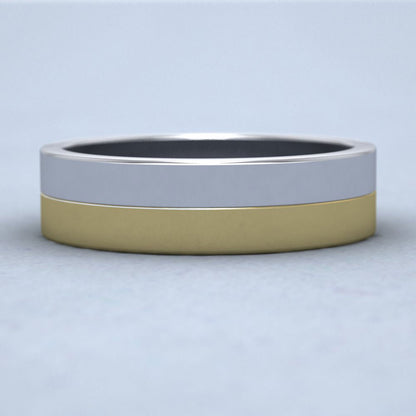 Half And Half Two Colour 18ct White And Yellow Gold 6mm Flat Wedding Ring