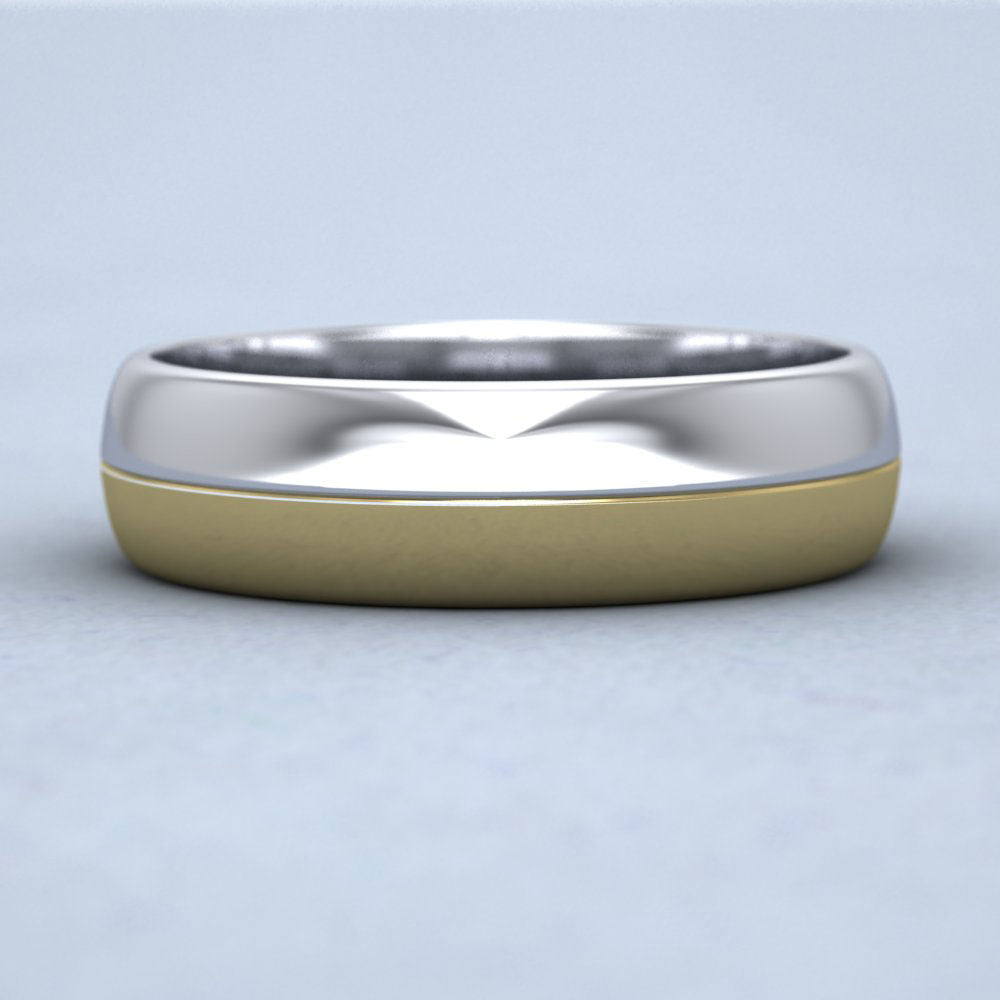 Half And Half Two Colour 9ct White And Yellow Gold 6mm Wedding Ring