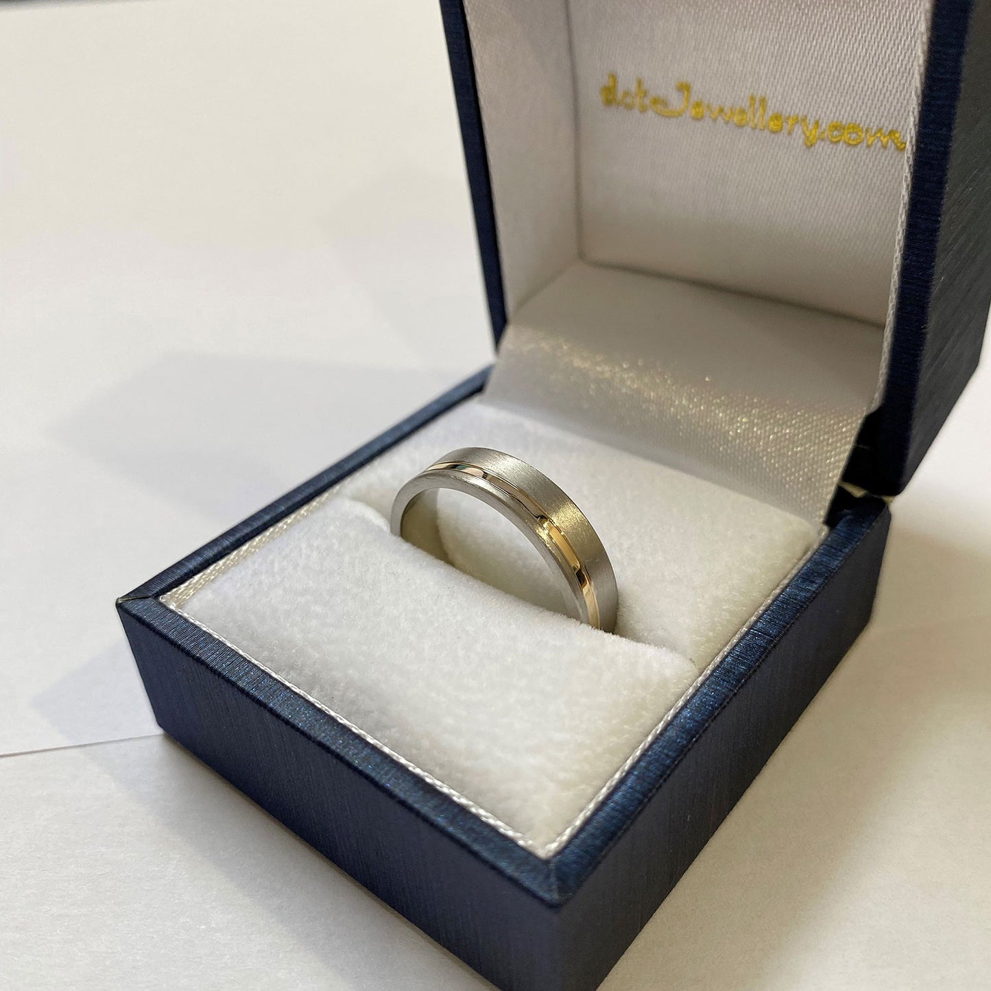 Asymmetric Two Colour 950 Platinum And 18ct Yellow Gold 5mm Wedding Ring L