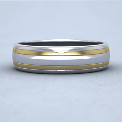 Double Band Two Colour 18ct White And Yellow Gold 6mm Wedding Ring