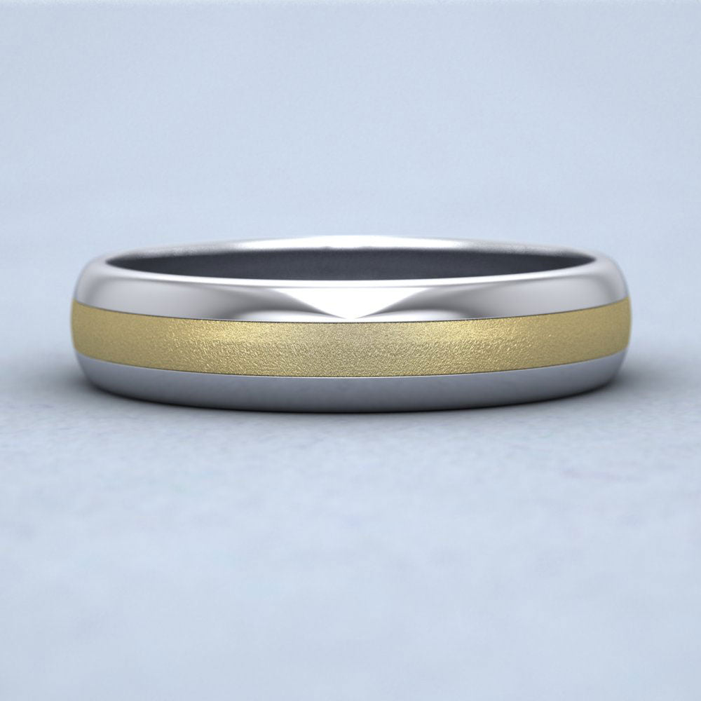 Centre Band Two Colour 9ct White And Yellow Gold 5mm Wedding Ring