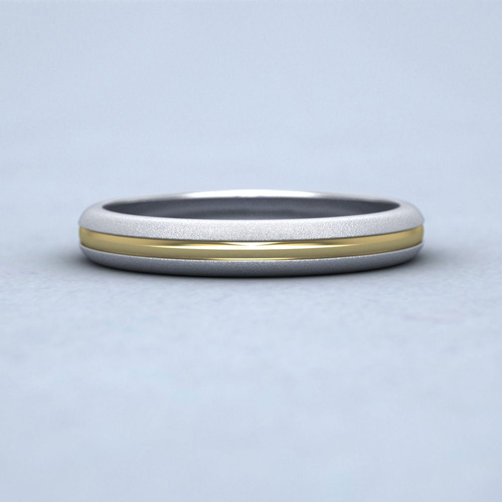 Recessed Centre Two Colour 9ct White And Yellow Gold 3mm Wedding Ring
