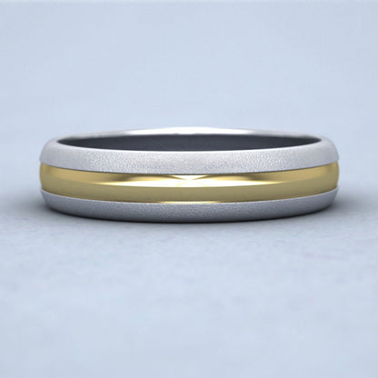 Recessed Centre Two Colour 18ct White And Yellow Gold 5mm Wedding Ring