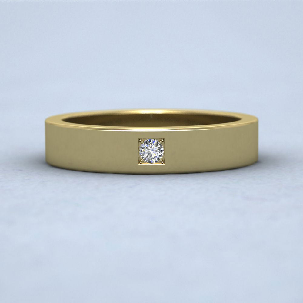 Single Diamond With Square Setting 22ct Yellow Gold 4mm Wedding Ring Down View