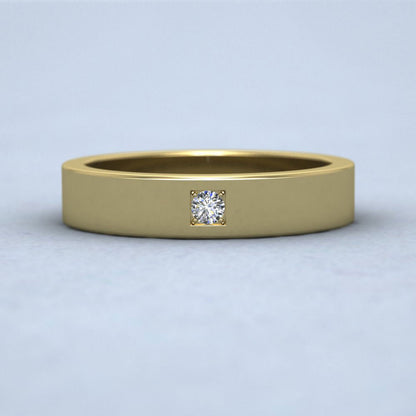 Single Diamond With Square Setting 14ct Yellow Gold 4mm Wedding Ring Down View