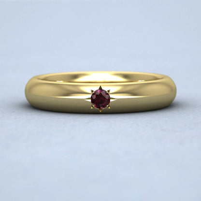 Ruby Star Set 9ct Yellow Gold 4mm Wedding Ring Down View