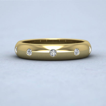 Ten Diamond Set Flush 9ct Yellow Gold 4mm Wedding Ring Down View