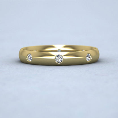 Eight Diamond Set 9ct Yellow Gold 3mm Wedding Ring Down View