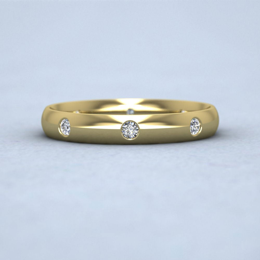 Eight Diamond Set 18ct Yellow Gold 3mm Wedding Ring Down View