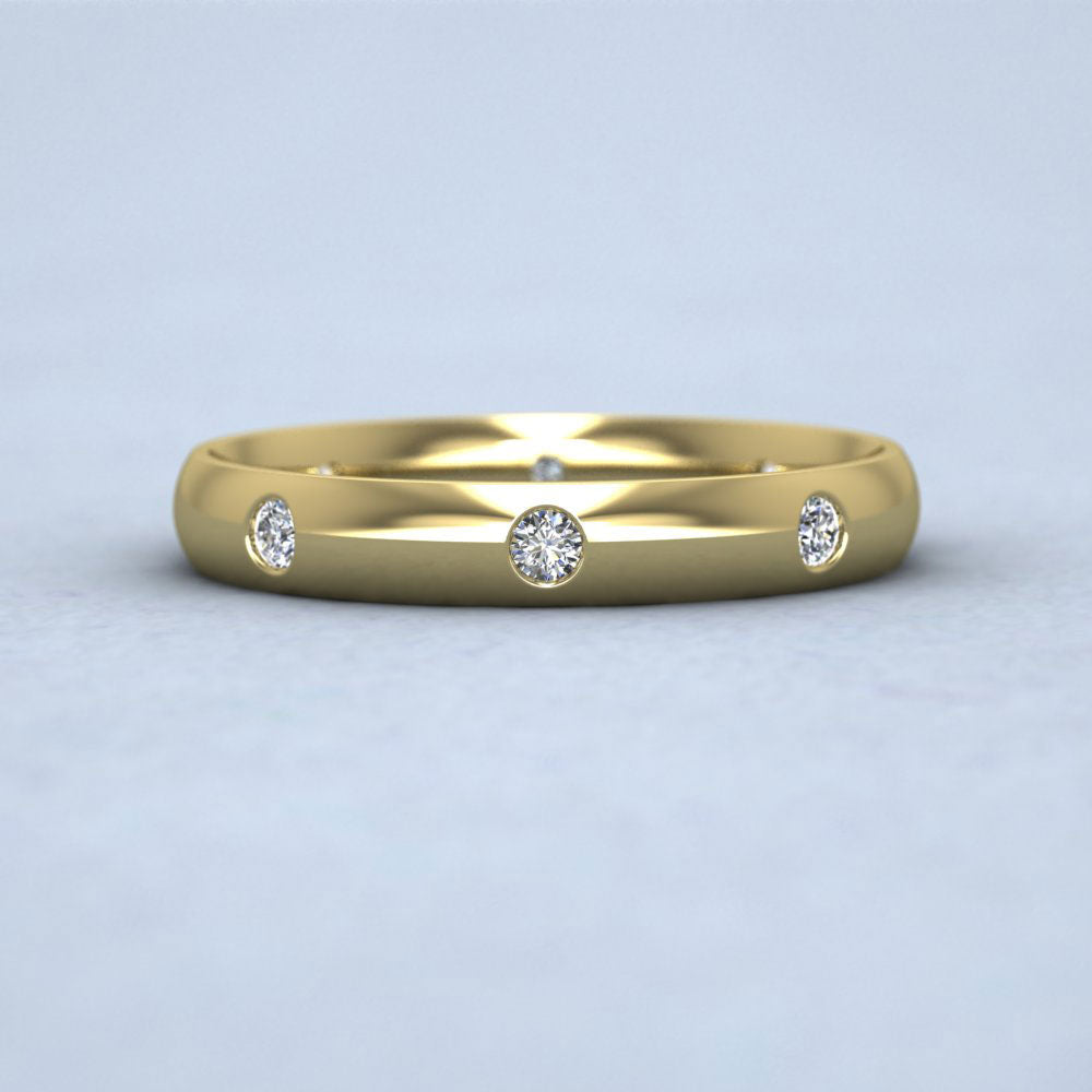 Eight Diamond Set 14ct Yellow Gold 3mm Wedding Ring Down View