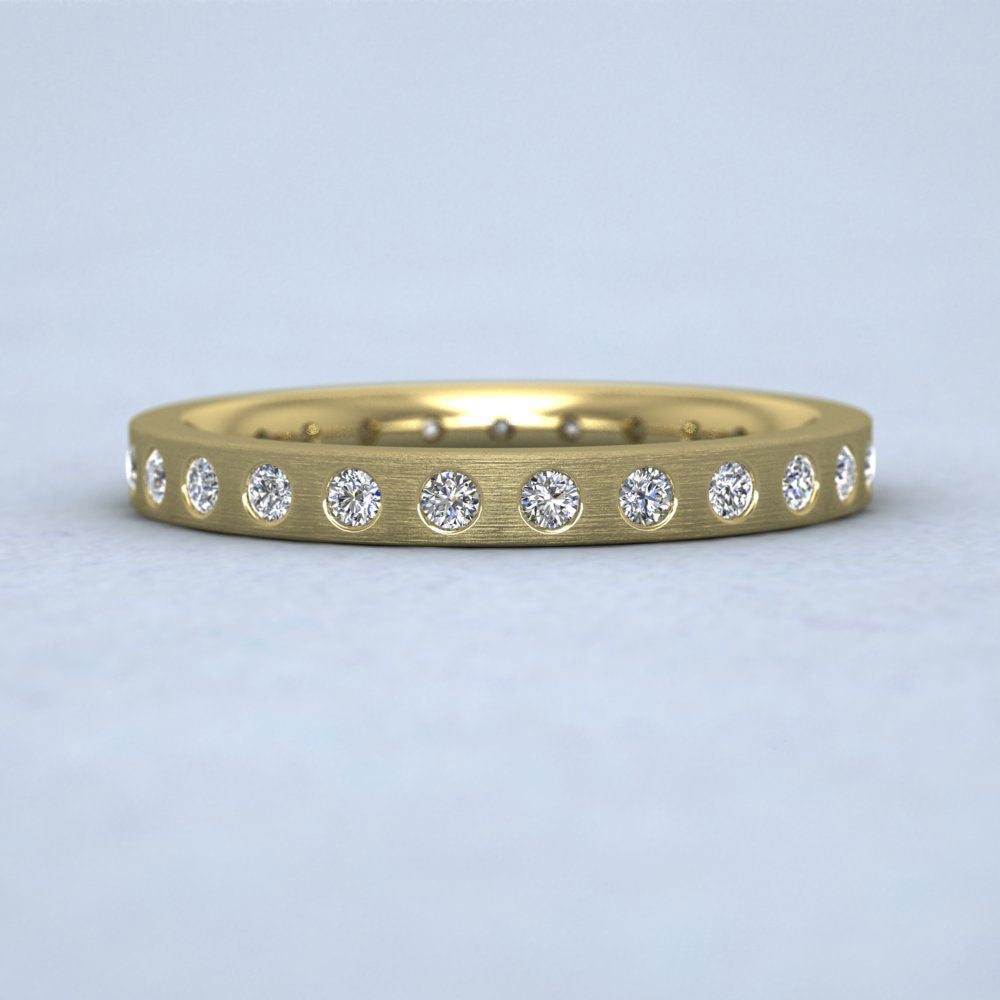 Full Diamond Set 9ct Yellow Gold 2.5mm Wedding Ring With 25 Diamonds Down View