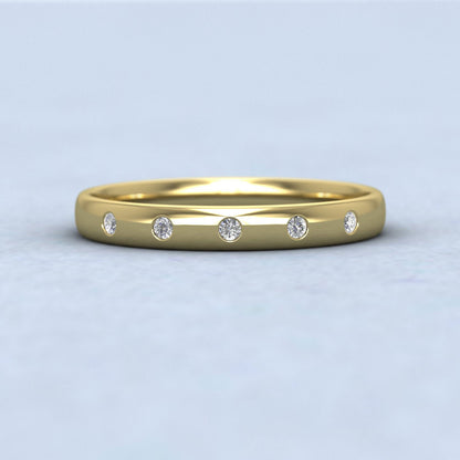 Five Diamond Set (0.05ct) 18ct Yellow Gold 2.5mm Wedding Ring Down View