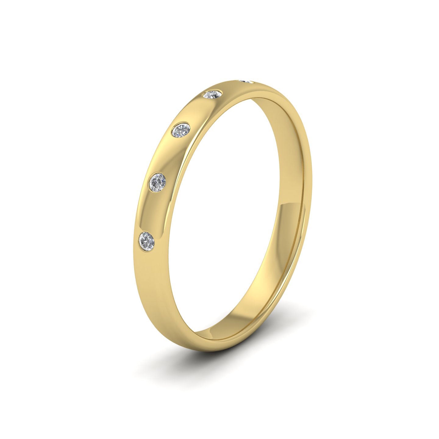 Five Diamond Set (0.05ct) 14ct Yellow Gold 2.5mm Wedding Ring