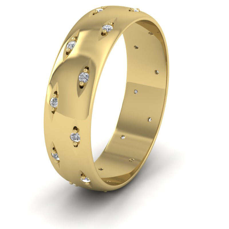 Twenty Diamond Set 18ct Yellow Gold 5mm Wedding Ring