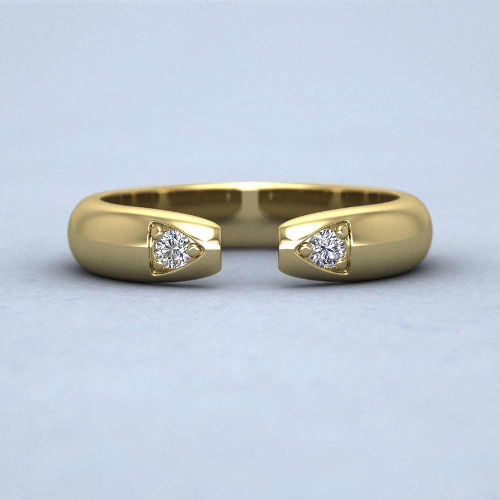 Split Two Diamond Set 18ct Yellow Gold 4mm Wedding Ring