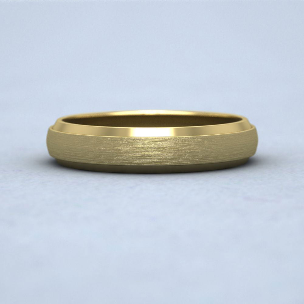 Flat Edge Patterned And Matt Finish 14ct Yellow Gold 4mm Wedding Ring