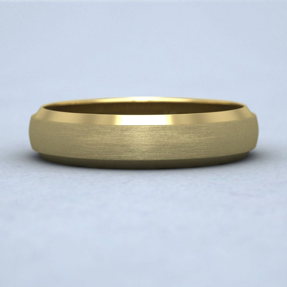 Flat Edge Patterned And Matt Finish 9ct Yellow Gold 5mm Wedding Ring