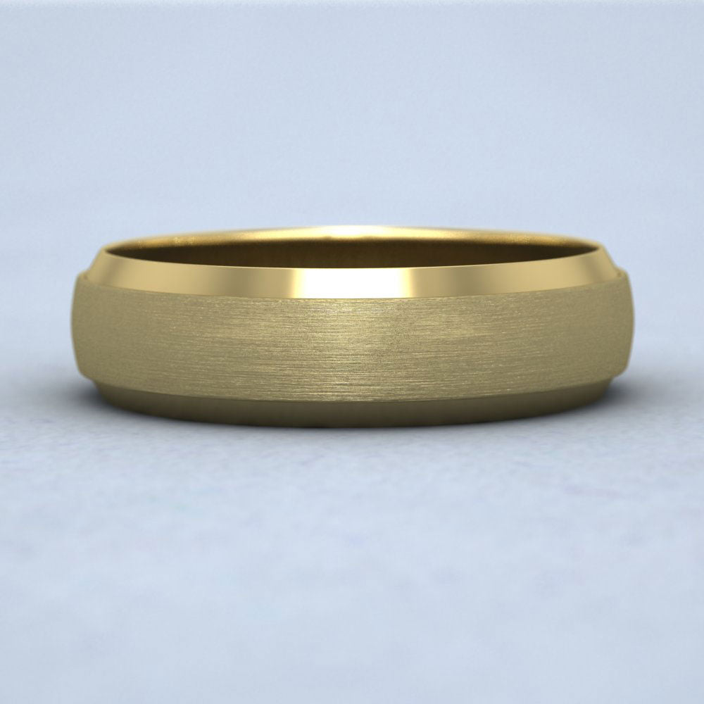 Flat Edge Patterned And Matt Finish 14ct Yellow Gold 6mm Wedding Ring