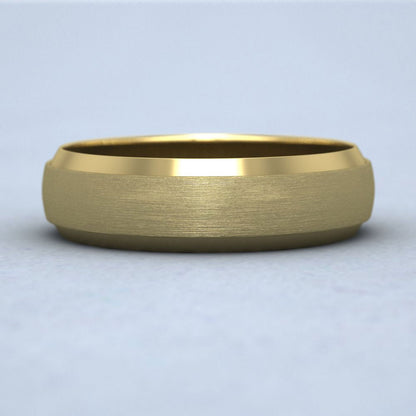 Flat Edge Patterned And Matt Finish 18ct Yellow Gold 6mm Wedding Ring