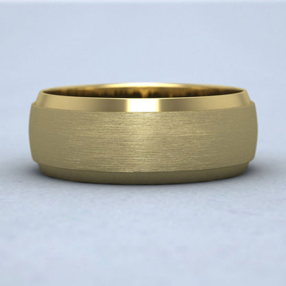 Flat Edge Patterned And Matt Finish 9ct Yellow Gold 8mm Wedding Ring