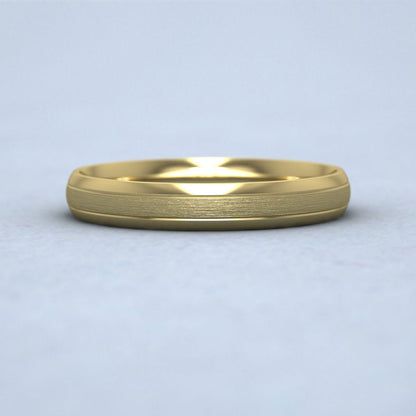 Line Pattern With Shiny And Matt Finish 9ct Yellow Gold 3mm Wedding Ring