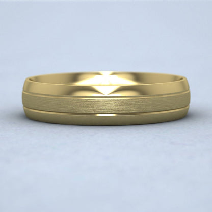 Line Pattern With Shiny And Matt Finish 9ct Yellow Gold 5mm Wedding Ring