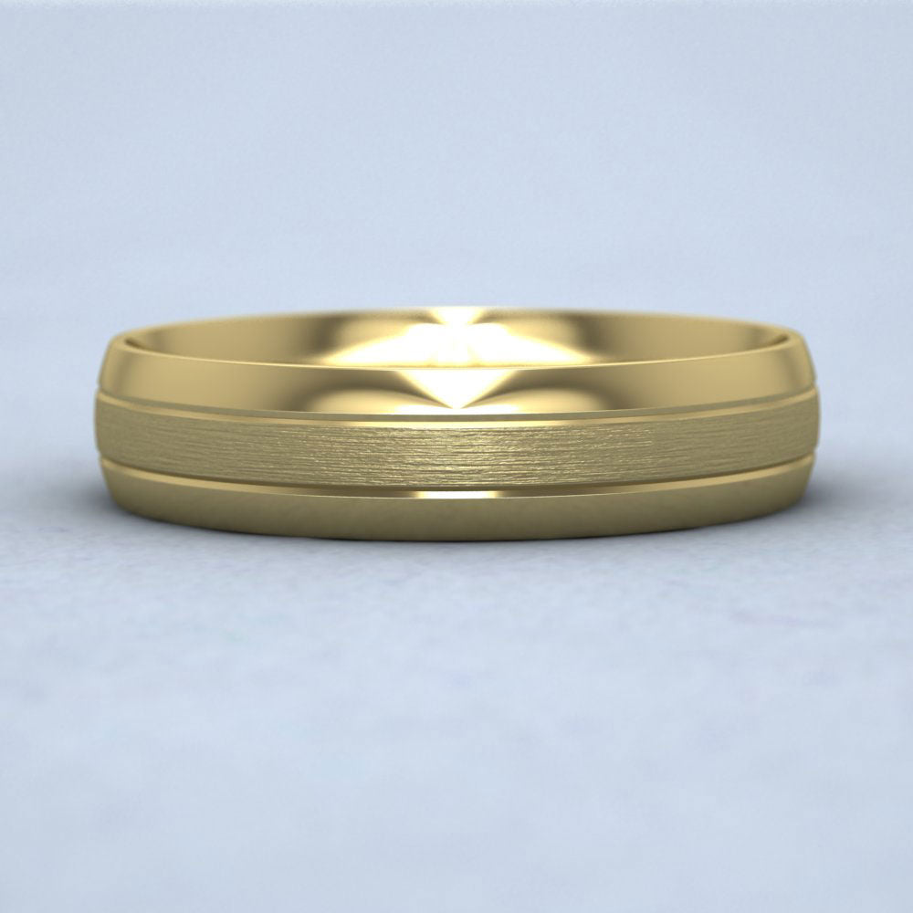 Line Shiny And Matt Finish 14ct Yellow Gold 5mm Wedding Ring