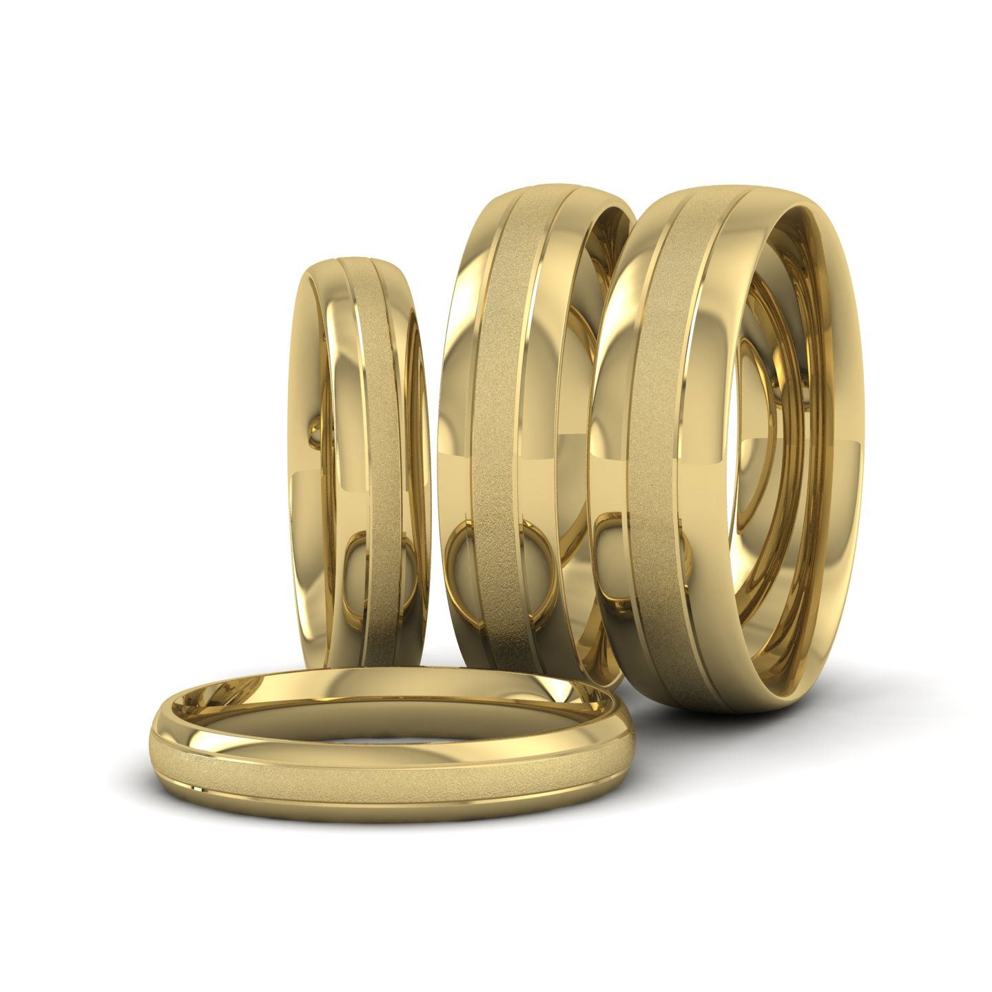 Line Shiny And Matt Finish 22ct Yellow Gold 3mm Wedding Ring