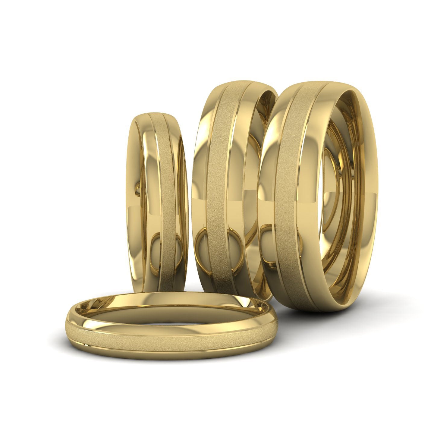 Line Pattern With Shiny And Matt Finish 9ct Yellow Gold 5mm Wedding Ri ...