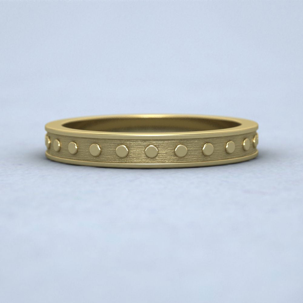 Raised Circle And Edge Patterned 9ct Yellow Gold 3mm Wedding Ring